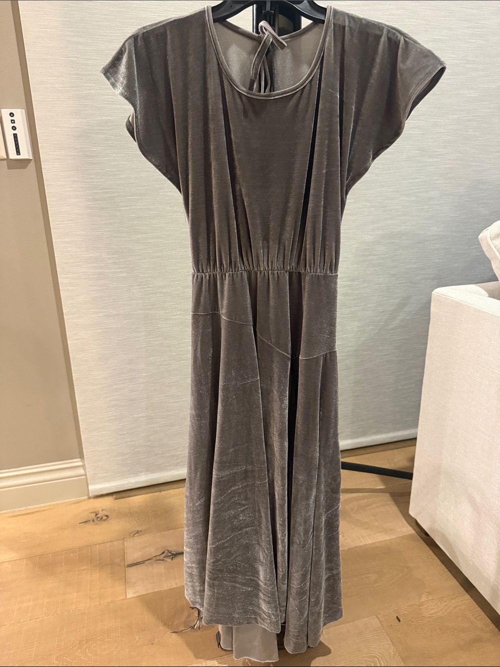 Joyfolie Taupe Velvet Maxi Dress